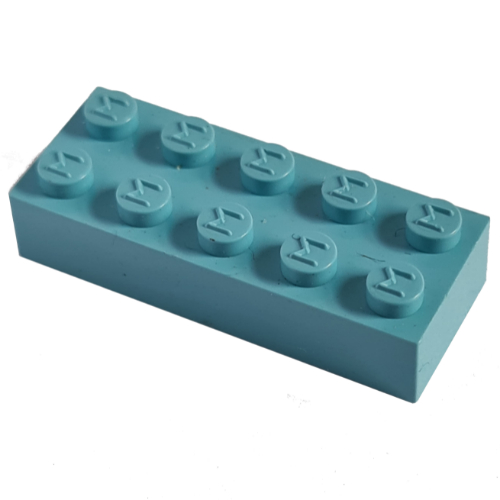 Lego Modulex Brick 2 x 5 with M on Studs / Modulex Pastel Blue