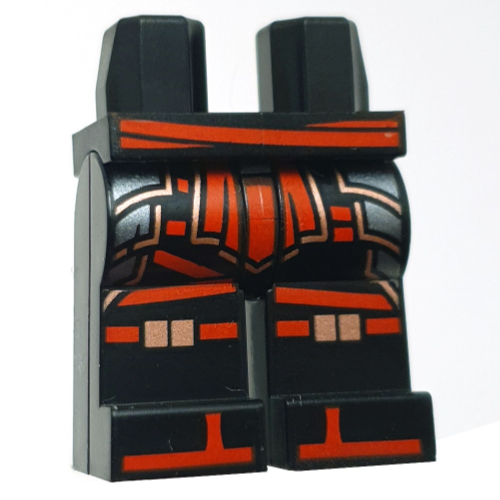 Lego Hips and Black Legs with Red/Metal Pink/Silver Samurai Armor, Red Sash print / Black