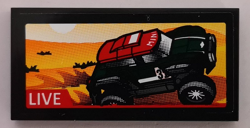 Lego Tile 2 x 4 with 2018 Mini John Cooper Works Buggy  and 'LIVE' Pattern (Sticker) - Set 75894