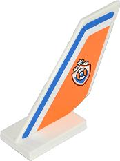 Lego Tail Shuttle with Blue Line and Coast Guard Logo on Orange Background Pattern on Both Sides (Stickers) - Set 60013