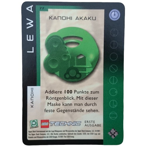 Lego Trading Card, Bionicle Game: QftM - 77 Great Masks - Lewa - Kanohi Akaku / [No Color/Any Color]