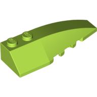 Lego Brick Wedged, Curved 6 x 2 Right, Inner Ridges / Lime