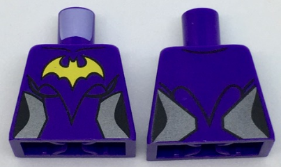 Lego Torso Female Outline with Yellow Bat and Silver Side Trim Pattern / Dark Purple