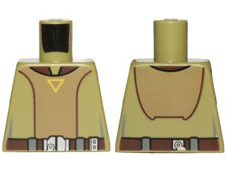 Lego Torso SW Open Shirt with Utility Belt and Yellow Triangle Pattern (Kanan Jarrus) / Olive Green