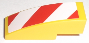 Lego Slope, Curved 3 x 1 with Red and White Danger Stripes Pattern Model Left Side (Sticker) - Sets 7208 / 7630 / 7633 / 7936