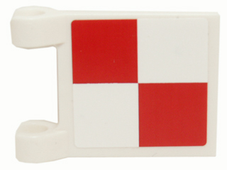 Lego Flag 2 x 2 Square with Flat Edge with SpongeBob Red and White Checkered Pattern (Sticker) - Sets 3825 / 3833 / White