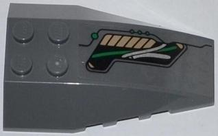 Lego Wedge 6 x 4 Triple Curved with Green and Silver Cables Pattern Model Right Side (Sticker) - Set 76009