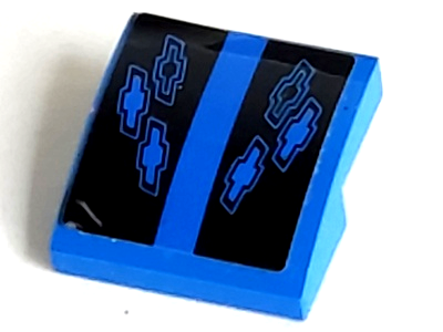 Lego Slope, Curved 2 x 2 x 2/3 with 6 Chevrolet Logos on Black Stripes Pattern (Sticker) - Set 75891
