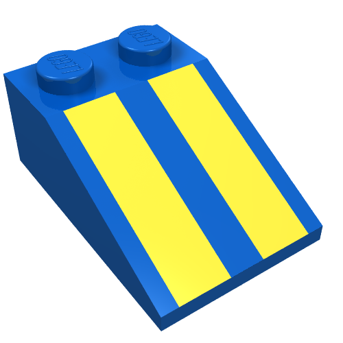 Lego Brick Sloped 33° 3 x 2 with Yellow Stripes Print