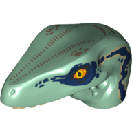Lego Animal Body Part, Dinosaur, Raptor Head with Orange Eyes and Dark Blue Markings Print