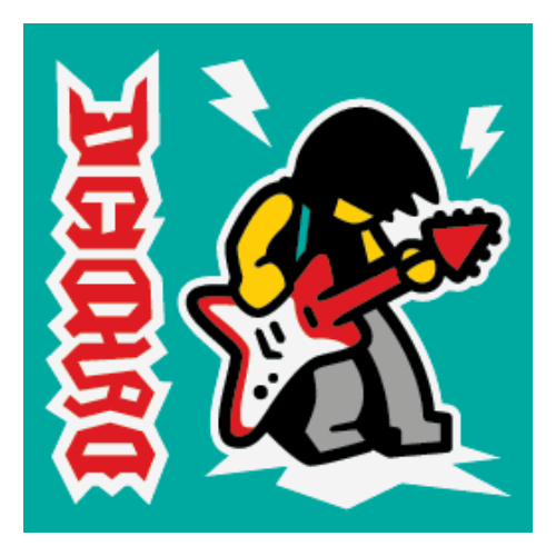 Lego Tile 2 x 2 with Rock Guitar Solo Print / Dark Turquoise