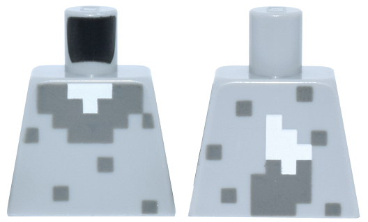 Lego Torso Pixelated Dark Bluish Gray Fur Collar and Spots, White Neck, Wolf Tail on Back Pattern / Light Bluish Gray