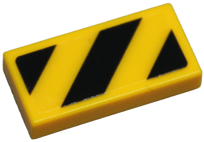 Lego Tile 1 x 2 with Black Danger Stripes Pattern (Sticker) - Sets 60428 / 60441 / Bright Light Orange