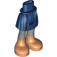 Lego Minidoll Hips and Short Skirt with Dark Bluish Grey Legs, Medium Nougat Feet / Dark Blue