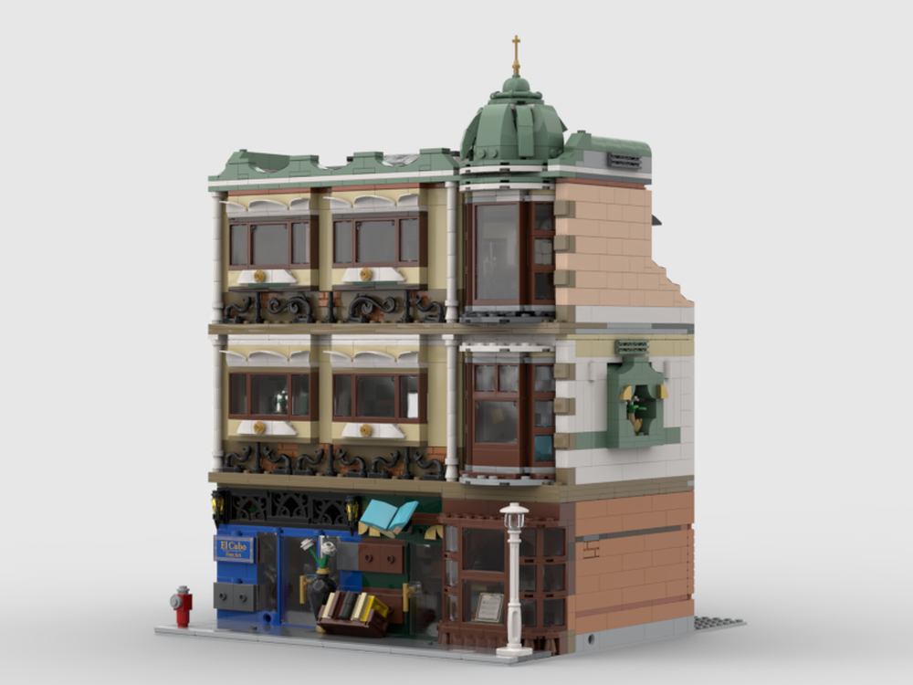 Lego Book shop and El Cubo Fine Art Cafe, Alternate build of Lego 10297 Boutique Hotel