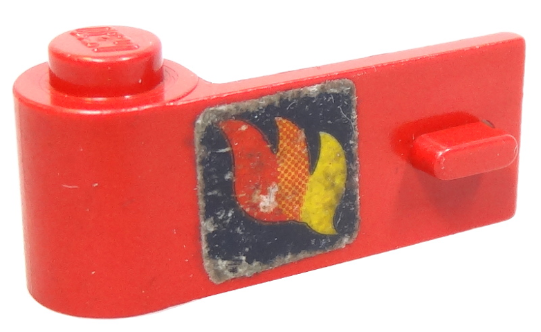 Lego Door 1 x 3 x 1 Left with Classic Fire Logo Pattern (Sticker) - Sets 640-2 / 6690 / Red