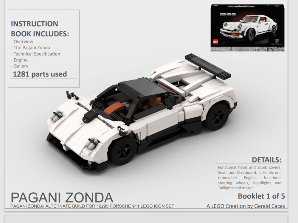 Lego Pagani Zonda: Porsche 10295 set alternate build