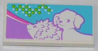 Lego Tile 2 x 4 with Hedgehog and Dog Pattern (Sticker) - Set 3188