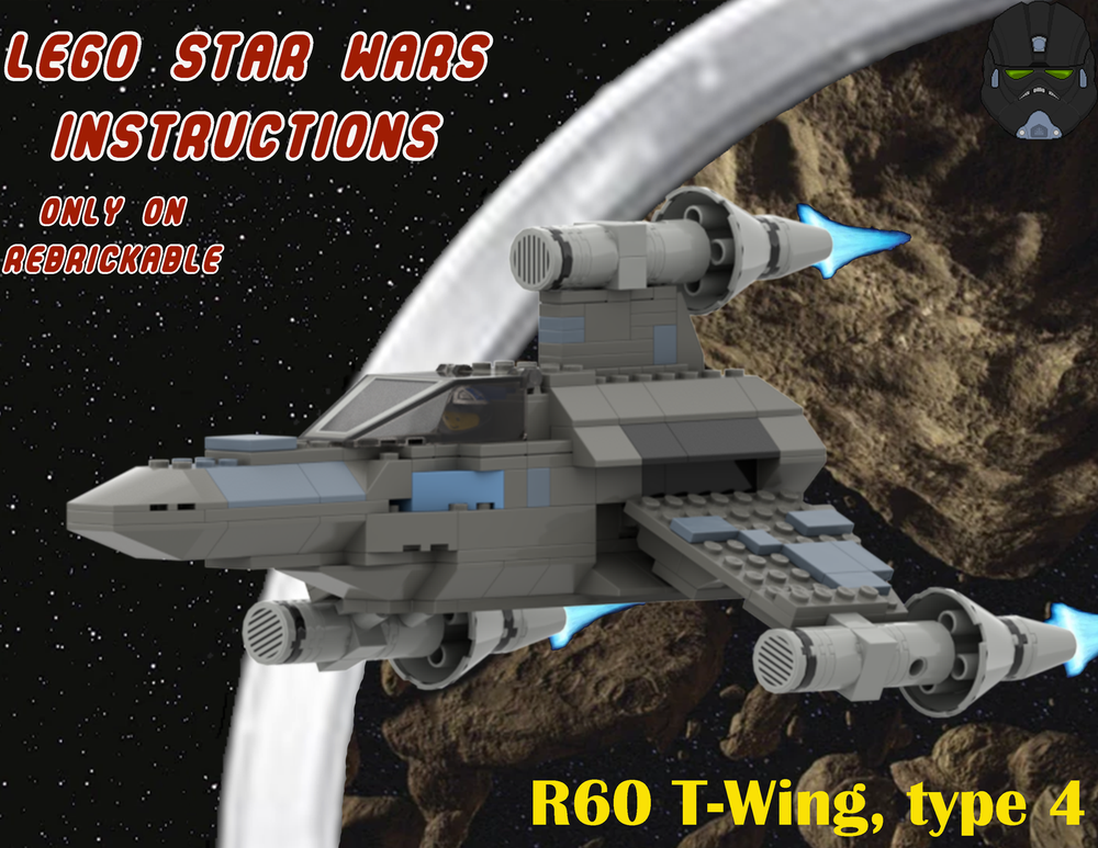Lego Classic-Style T-Wing, Type 4 (Dark Grey Version)