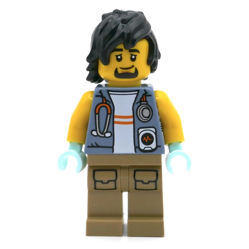 Lego Vet, Sand Blue Jacket, Dark Tan Legs, Black Hair and Goatee