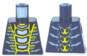 Lego Torso Ninjago Snake with Yellow and Light Blue Scales Pattern / Dark Blue
