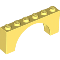 Lego Brick Arch 1 x 6 x 2 - Thin Top without Reinforced Underside [New Version] / Bright Light Yellow