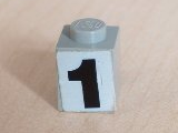Lego Brick 1 x 1 with Black Number 1 on White Background Pattern (Sticker) - Set 6541