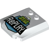Lego Brick Wedged, Curved Triple 4 x 4 x 2/3, 2 Studs with 'RePLAY' Print