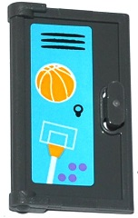 Lego Door 1 x 2 x 3 with Vertical Handle, Mold for Tabless Frames with School Locker with Lavender Dots, Basketball Backboard and Ball Pattern (Sticker) - Set 41005