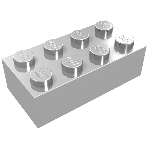 Lego Brick 2 x 4 / Chrome Silver