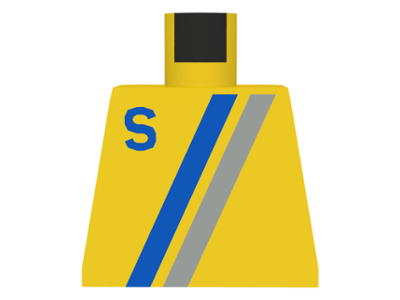Lego Torso Town with Letter S and Blue and Light Gray Diagonal Stripes Pattern / Yellow