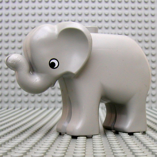Lego Duplo Animal Elephant Baby Standing, Round Eye Print / Light Gray