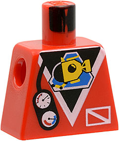 Lego Torso Divers Submarine Logo and Gauges Pattern / Red
