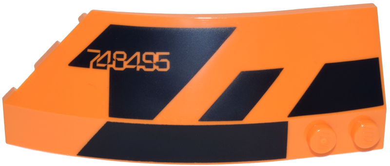 Lego Wedge 8 x 3 x 2 Open Right with Black Angled Shapes and '748495' Pattern