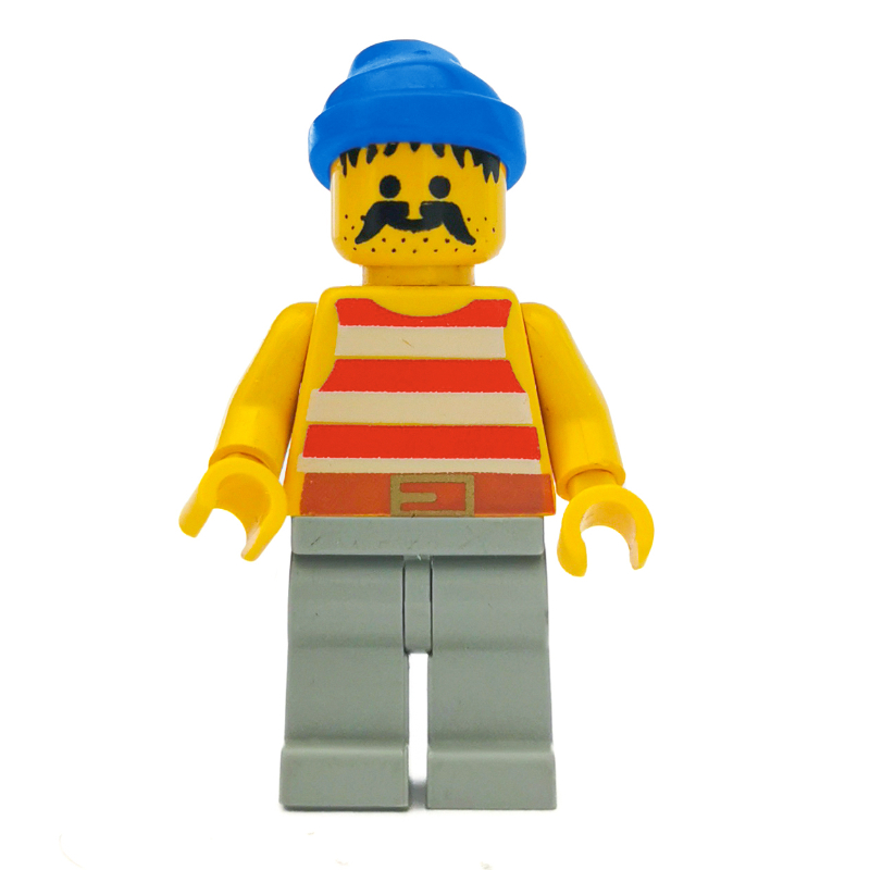 Lego Pirate - Red Stripes, Light Gray Legs, Blue Bandana, 3626b