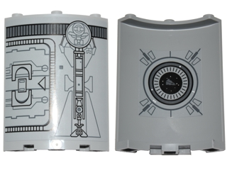 Lego Cylinder Quarter 4 x 4 x 6 with SW Droid Escape Pod Pattern 4 Outside and Round Window and Star Destroyer Pattern Inside (Stickers) - Set 75136