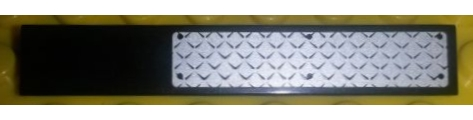 Lego Tile 1 x 6 with Silver Tread Plate and 6 Rivets Pattern - End Placement (Sticker) - Set 7906