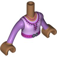 Lego Minidoll Torso Woman with Lavender Dress, Dark Purple Trim, Magenta Belt, Silver Buckle print, Medium Lavender Arms and Medium Nougat Hands