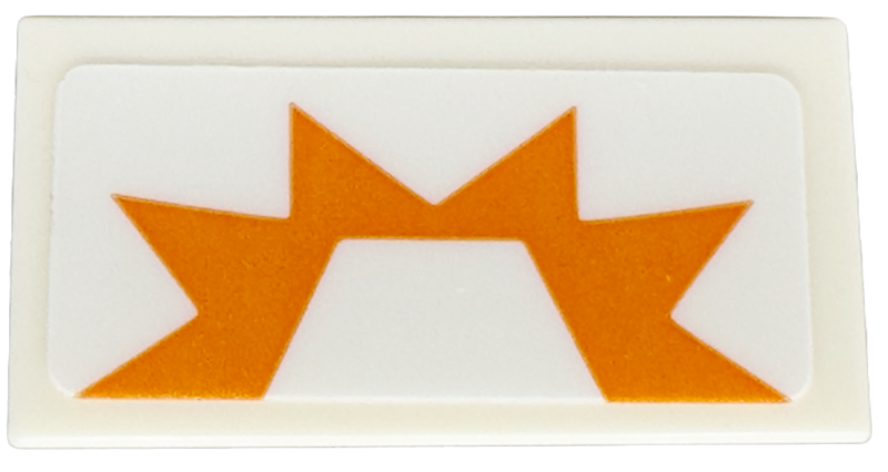 Lego Tile 1 x 2 with Orange Spikes Pattern (Sticker) - Set 75350 / White
