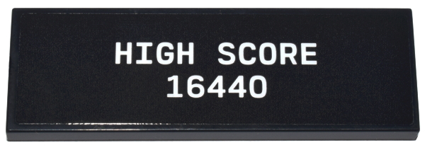 Lego Tile 2 x 6 with White 'HIGH SCORE 16440' Pattern (Sticker) - Set 10323 / Black