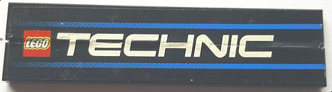 Lego Stickered Assembly 8 x 2 with LEGO TECHNIC Logo and Blue Stripes Pattern (Sticker) - Set 8458