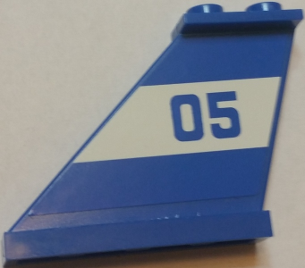 Lego Tail 4 x 1 x 3 with Blue '05' on White Background Pattern on Left Side (Sticker) - Set 60045 / Blue