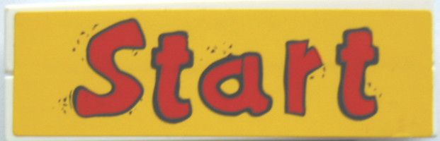 Lego Stickered Assembly 6 x 2 with Red 'Start' on Yellow Background Pattern (Sticker) - Set 4982