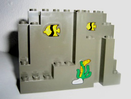 Lego Rock Panel 4 x 10 x 6 Rectangular (BURP) with Fish, Eel and Sea Grass Pattern (Stickers) - Set 6558