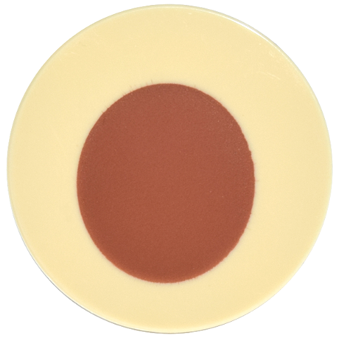Lego Tile, Round 3 x 3 with Dark Orange Oval Pattern (Pokémon Munchlax Foot) / Tan