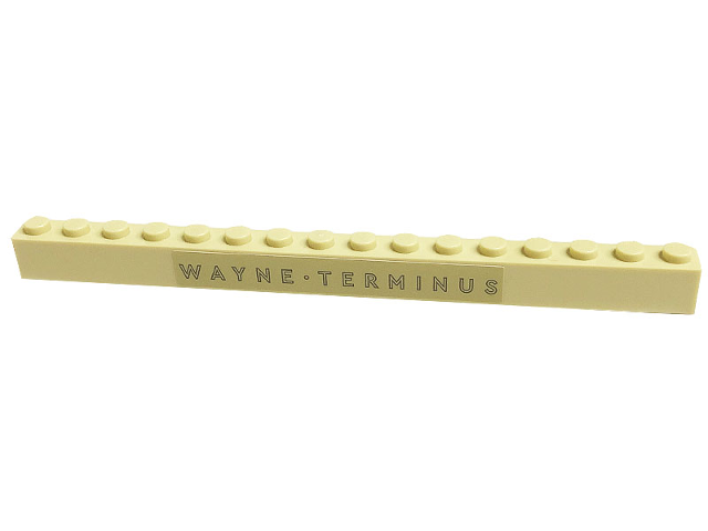 Lego Brick 1 x 16 with 'WAYNE TERMINUS' Pattern (Sticker) - Set 76183 / Tan