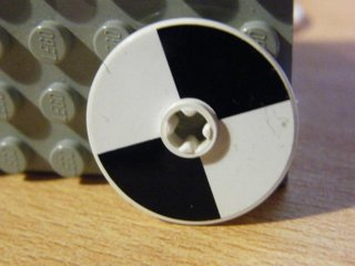 Lego Technic, Disk 3 x 3 with 2 Black Opposing Sections Pattern (Sticker) - Set 8454 / White
