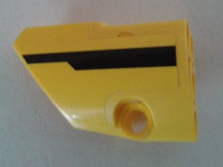 Lego Technic, Panel Fairing # 1 Small Smooth Short, Side A with Black Stripe Pattern (Sticker) - Set 8053 / Yellow