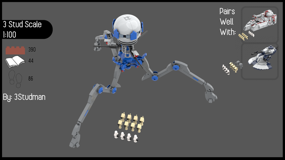 Lego 3 Stud Scale Octuparra Tri Droid