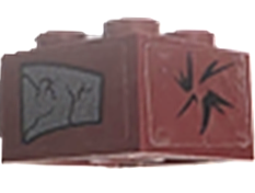 Lego Brick 2 x 2 with Light Gray and Black Cracks on Adjacent Sides Pattern (Stickers) - Set 9486